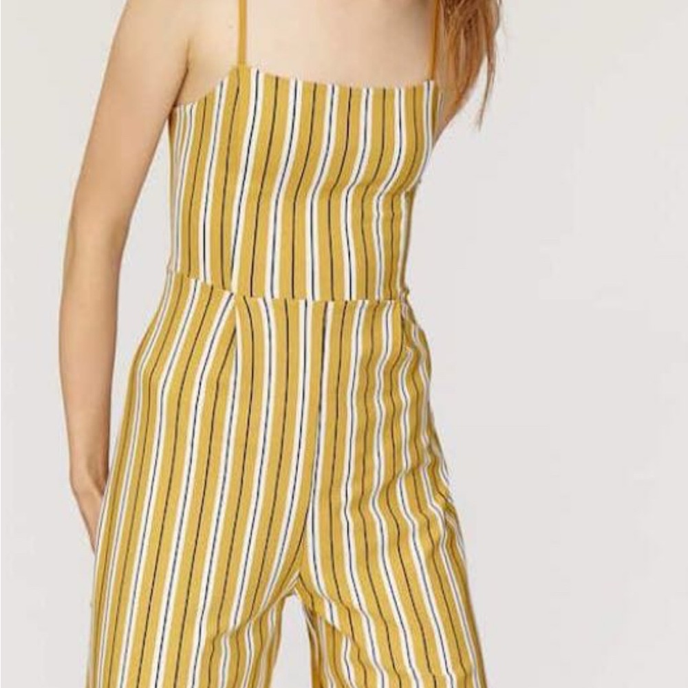 Stradivarius Yellow and White Striped Jumpsuit